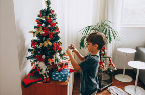 The Christmas Spirit with a Small White Christmas Tree